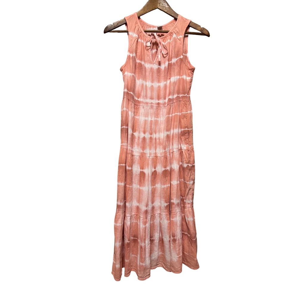 Old Navy Maxi Dress Womens XS Peach Tie‎ Dye Excellent Tiered Sleeveless Boho